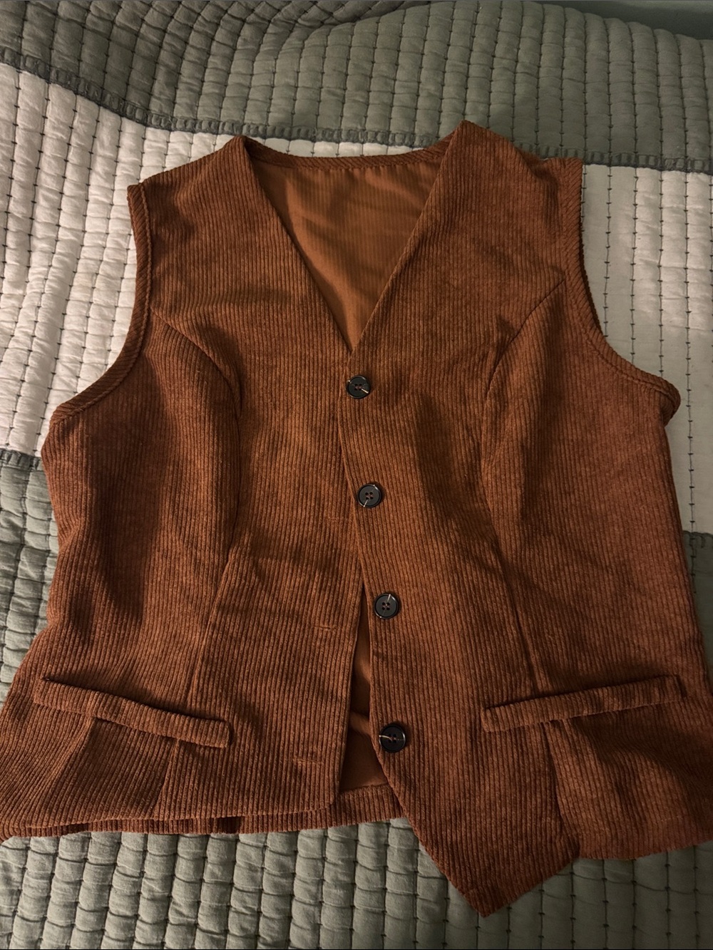 Rust Corduroy Men's Vest - Brown Sleeveless Jacket